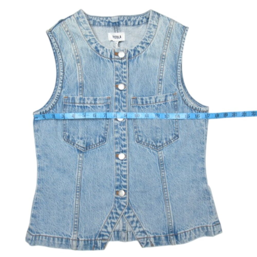 Pistola Gia Fitted Collarless Denim Vest Gaze 100% Cotton M - Picture 2 of 14
